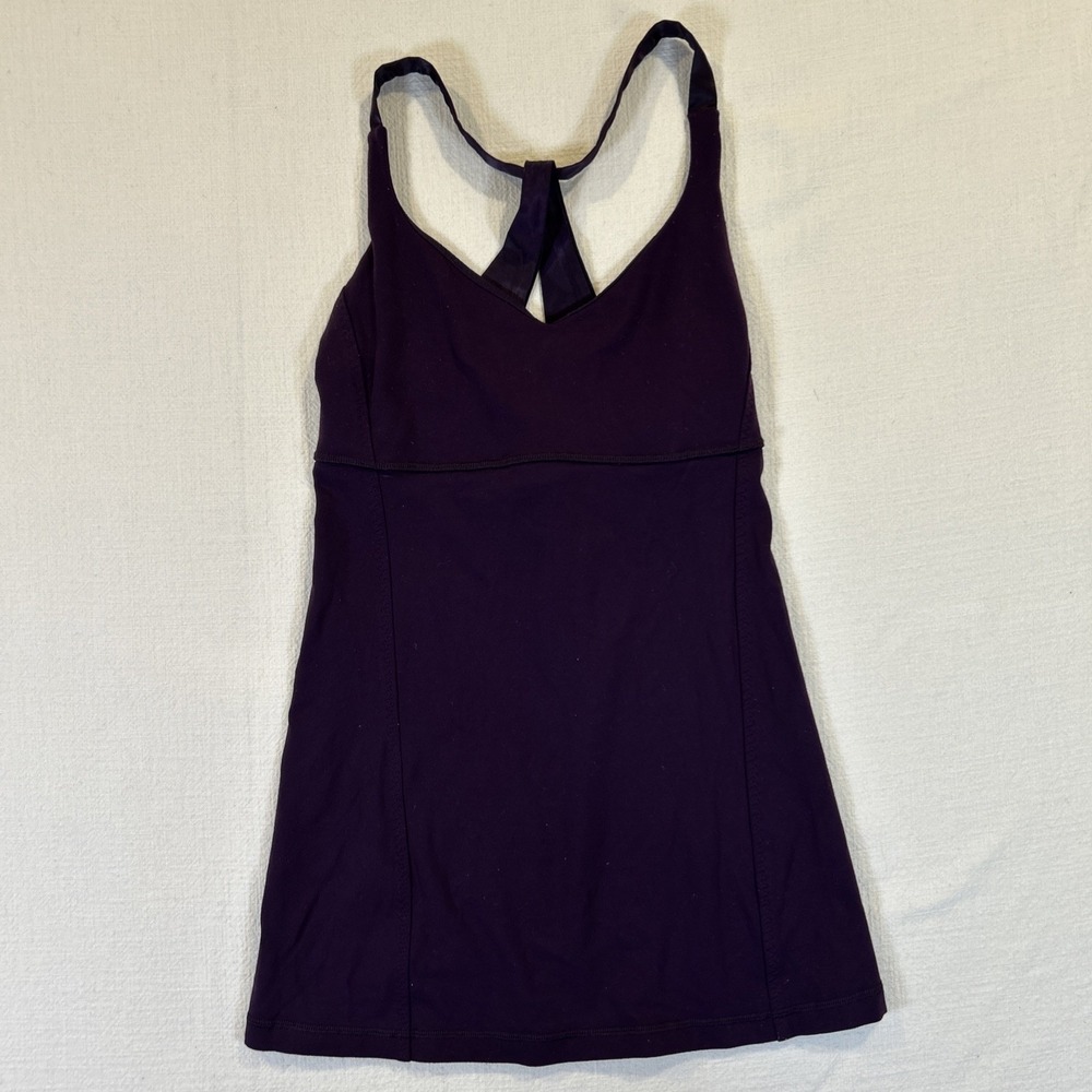 Lululemon Practice Daily Tank Top Purple Deep Zinfandel Satin Strap Sz 2/4 READ